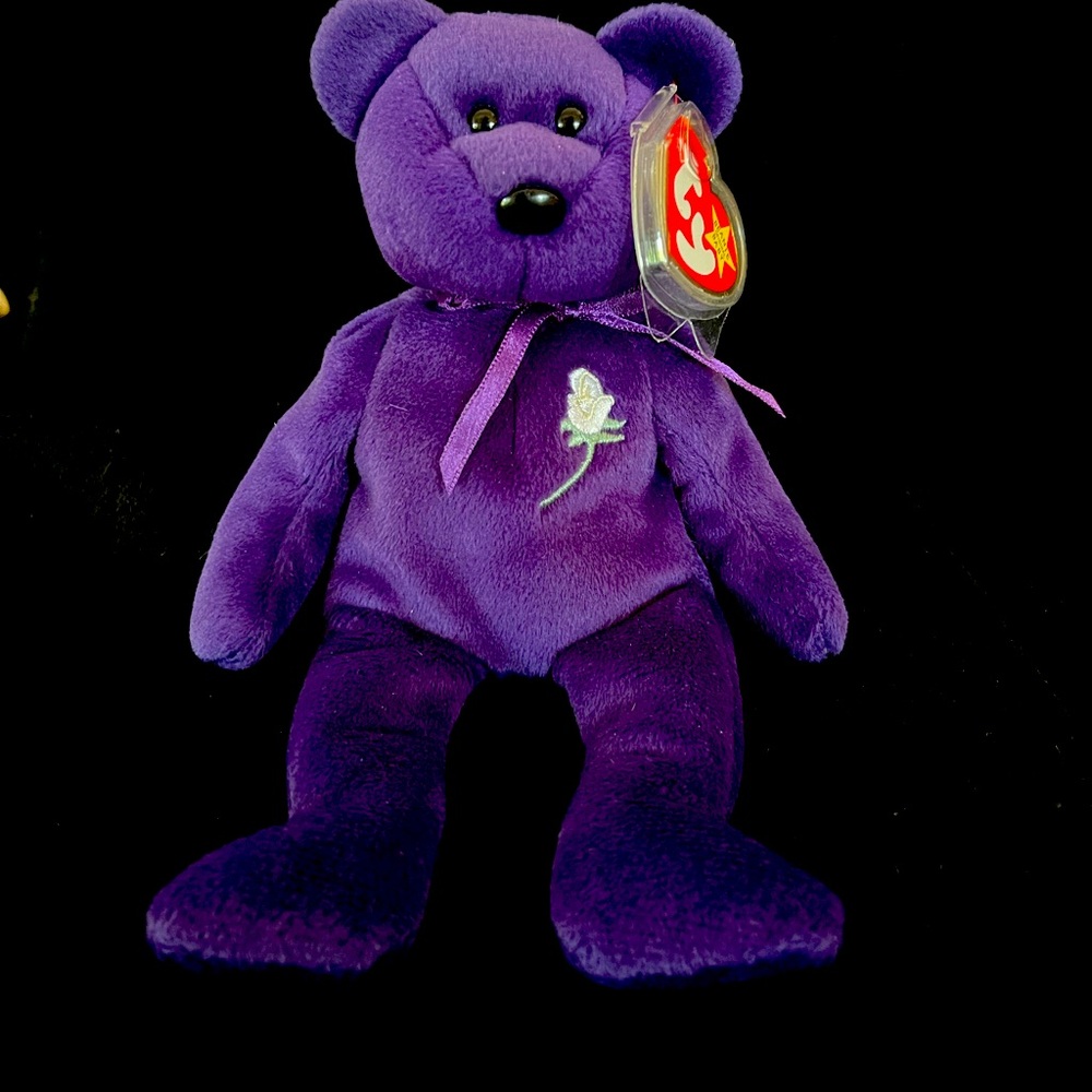 TY Princess Diana Commemorative Purple Vintage 1997 Beanie Baby With Errors